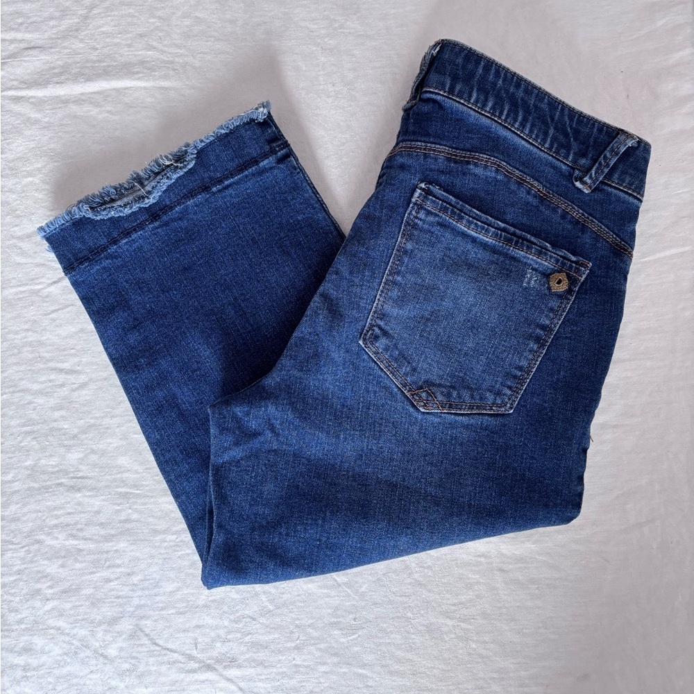 Women’s Democracy Absolution Crop Jean Dark Wash Straight Leg Raw Hem Size 8